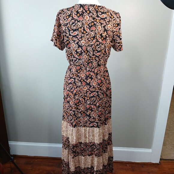 WOMENS KATE AND SAM MAXI LENGTH PAISLEY DRESS, BOHO, SHORT SLEEVE, SIZE SMALL - Picture 6 of 8